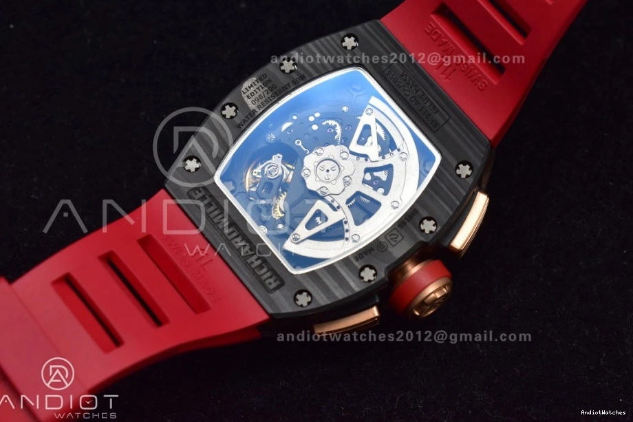 Lotus Edition 1020 RM011 Crystal Dial A7750 V Rubber Red on Strap ModernLook Best Chrono NTPT KVF 1:1 1117